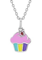 itsy-bitsy silver pink mini cupcake charm baby necklace 